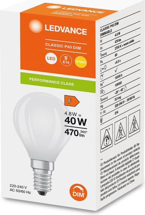 Actual product image Ledvance LED drop lamp (E14, 4.80 W, 470 lm, 1 x, F)