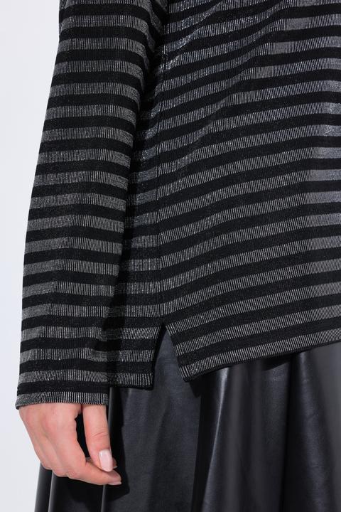 Immagine prodotto Ulla Popken Maglia classica con righe glitterate, scollo a girocollo e maniche lunghe (46, 48)