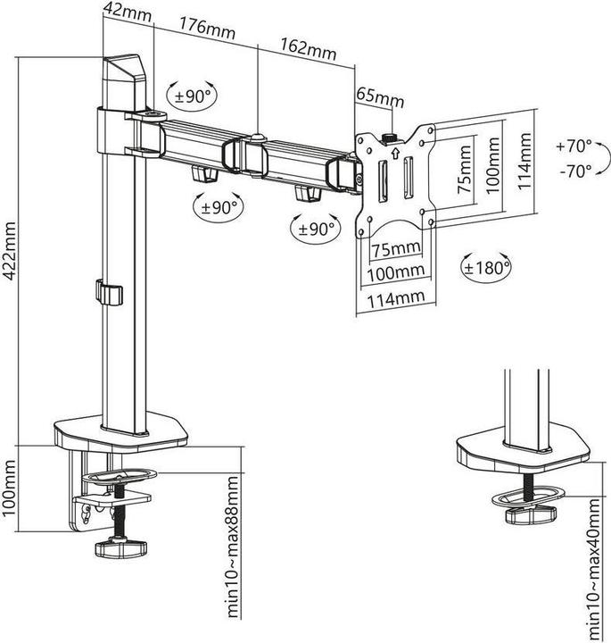 Actual product image Monitor Desk Mount, 1 screen up to 32ö, gray (Table, 32")