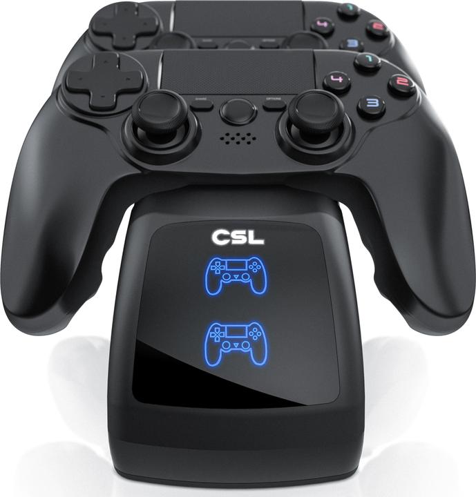 Image du produit CSL Station de charge pour 2 manettes de jeu PS4, double chargeur, support de charge pour manette sans (PS4)