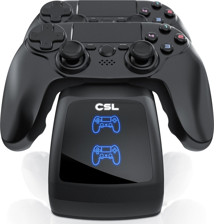 Immagine prodotto CSL Stazione di ricarica per 2x gamepad PS4, caricatore doppio, caricatore per controller wireless (PS4)