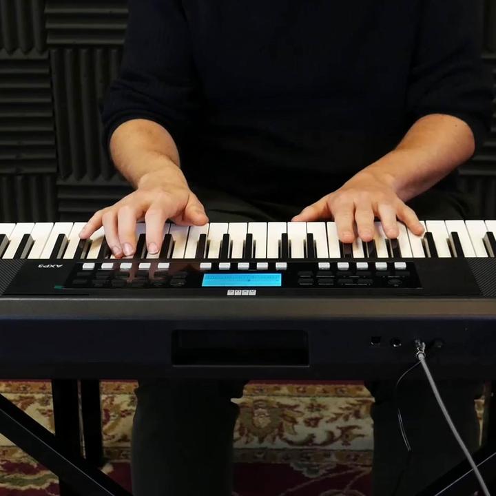 Actual product image Axus 61-Key Portable Touch-Sensitive Lightweight Keyboard with Power Supply, 450 Voices, and Music Stand (61 Keys)