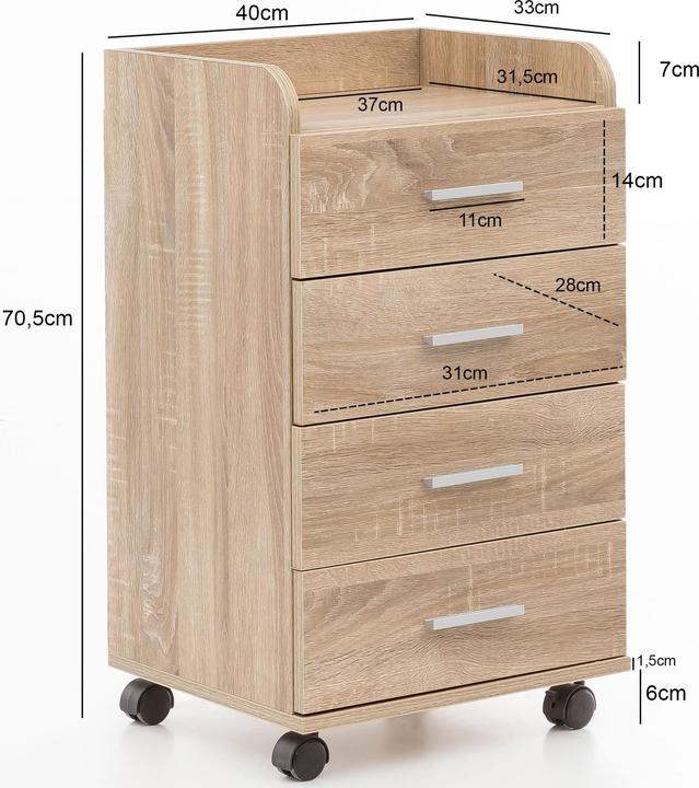 Actual product image FineBuy Roll container wood veneered brown (33 x 40 x 71 cm)