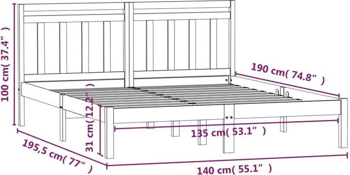 Image du produit vidaXL Bettrahmen (135 x 190 cm)