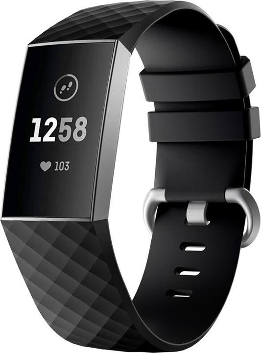 Deltalabs Ersatz Sport Armband Silikon Fitbit Charge 4 / 3 - Schwarz (Silicone)