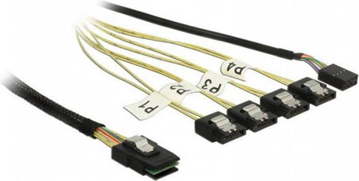 Produktbild Delock Reverse SAS Kabel: 4xSATA - SFF8087 (100 cm, Mini-SAS, SATA)