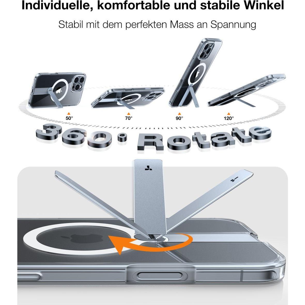 Thumbnail - Torras Pstand Spin 3 in 1 (Apple iPhone 16 Pro), Smartphone Hülle, Transparent