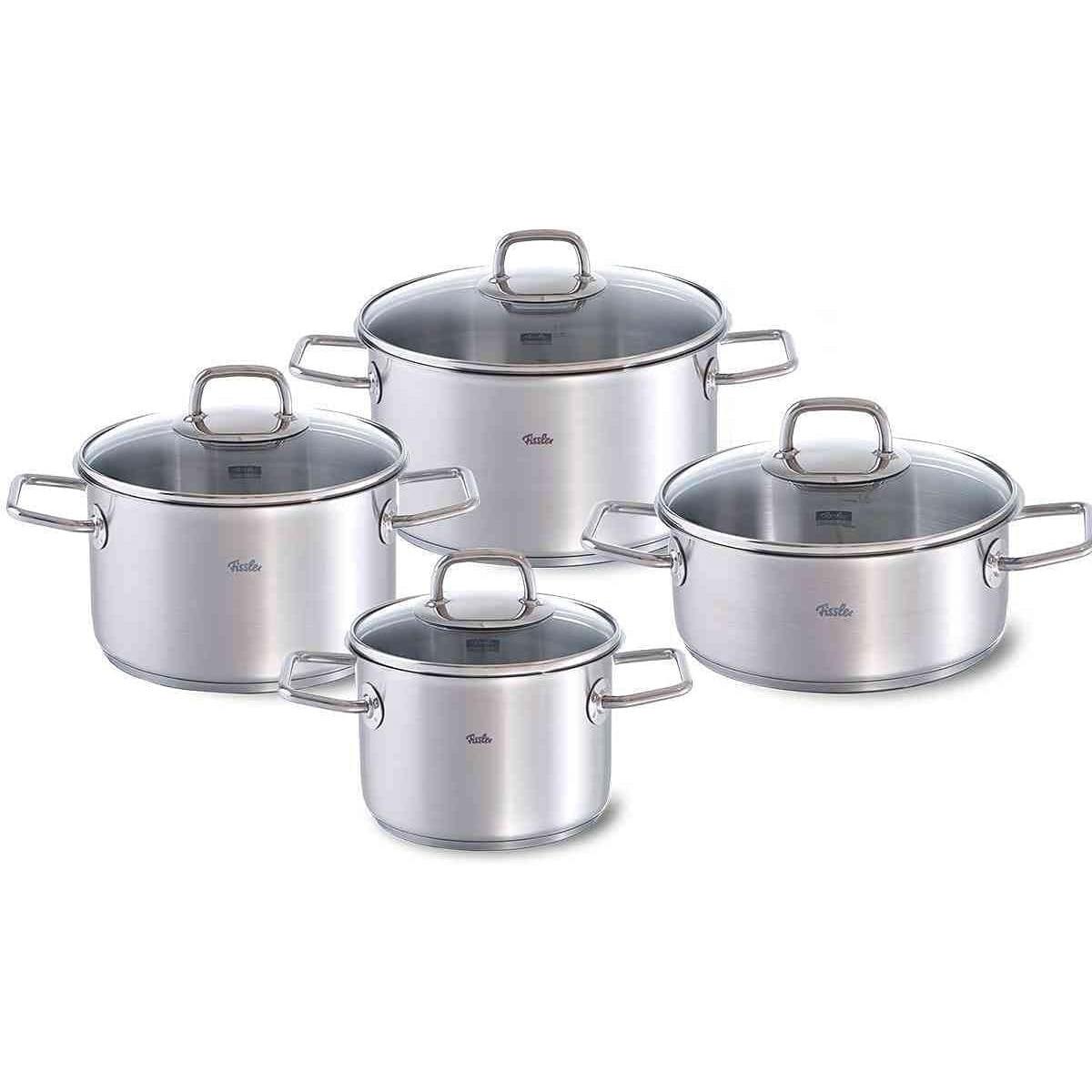 Fissler Argento Viseo Kookpannenset - 4 Delig - Rvs - Met Glazen Deksels, Padella + Pentola,