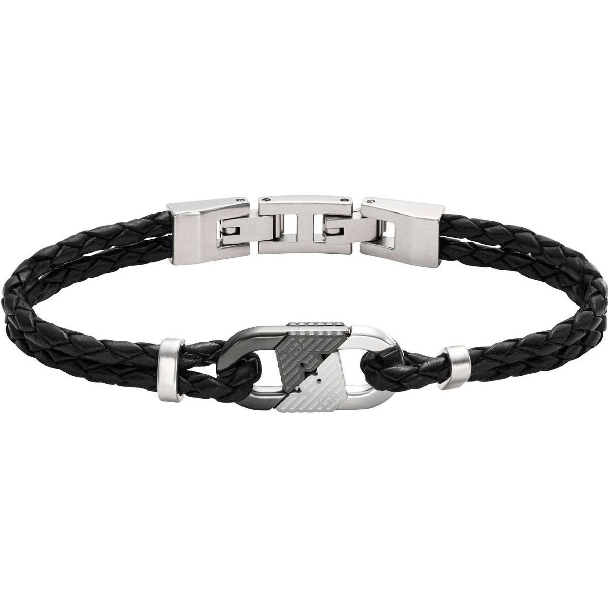 Emporio Armani, Bracciale, Armband, (20.80 Cm, Acciaio Inossidabile, Cuoio)