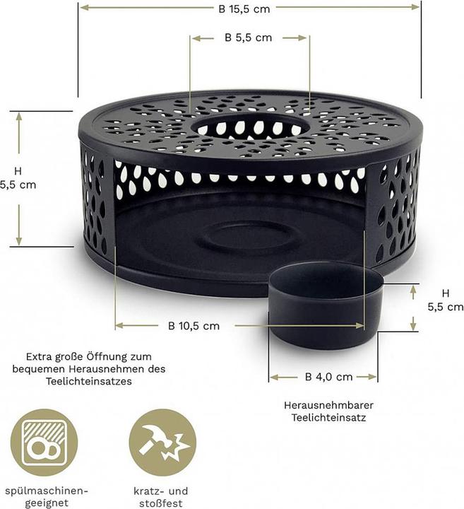 Immagine prodotto Creano Teiera scaldavivande Leaf Black