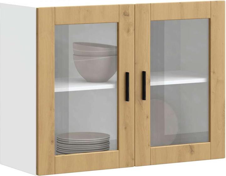 Image du produit VidaXL Armoire suspendue de cuisine avec porte en verre Porto Artisan-Chêne Armoire murale de cuisine (80 x 31 x 60 cm)