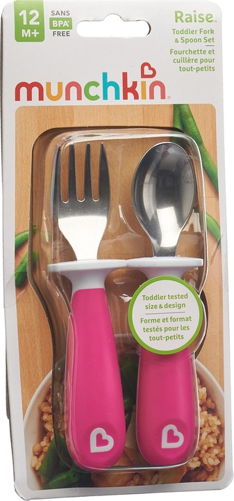 Actual product image Munchkin Raise spoon and fork stainless steel