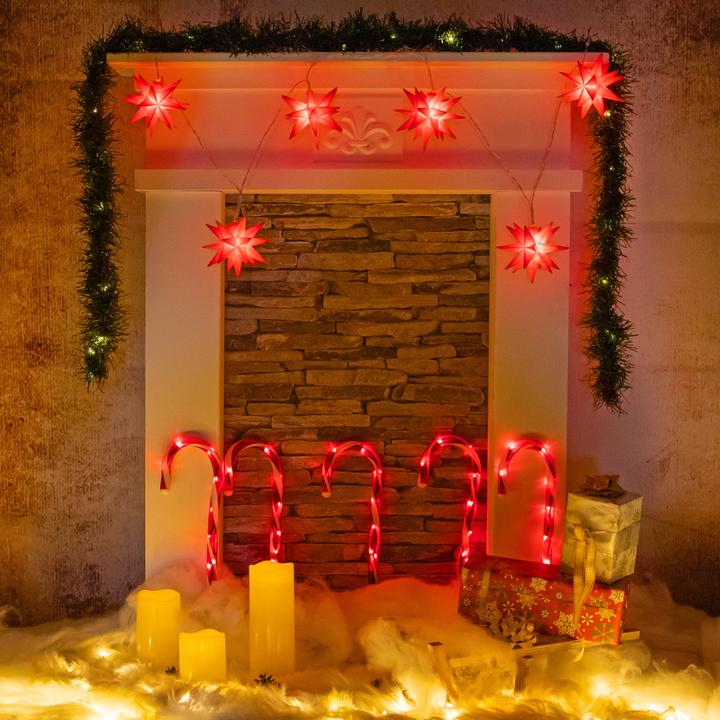 Produktbild Idena LED Lichterkette 10 Sterne rot Ø 12cm (7.70 m)