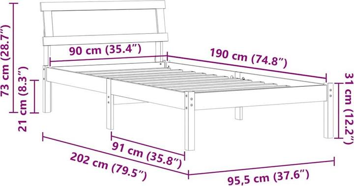 Image du produit vidaXL Bettrahmen (90 x 190 cm)