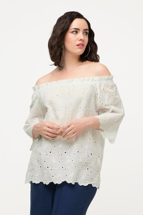 Produktbild Ulla Popken Carmenbluse, schulterfrei, A-Linie, Spitze, Halbarm (46, 48)