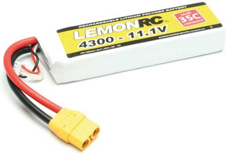 LemonRC Modèle de batterie (LiPo) 11.1V 4300 mAh Nombre d'éléments : 3 35 C Softcase XT90 (11.10 V, 4300 mAh)