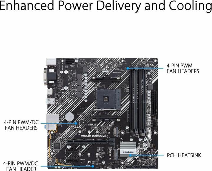 Actual product image ASUS PRIME B550M-K (AM4, AMD B550, mATX)