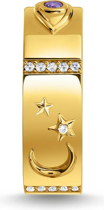 Immagine prodotto Thomas Sabo Anello con simboli cosmici e pietre colorate placcato oro (48, 925 Argento)