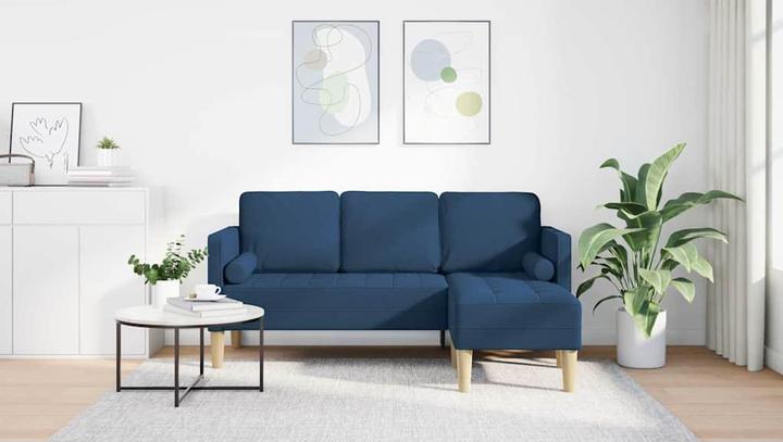 Produktbild vidaXL Sofa 3-Sitzer L-Form Blau 160 cm Stoff (3-Sitzer, Ecksofa)