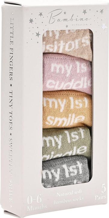 Actual product image Bambino by Juliana Bambino Socks My First Milestones 0-6M Pack of 5 Pairs (5-pack, One size)
