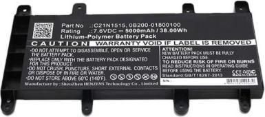 Produktbild DLH 7.6V 5000MAH 38WH LI-POL BATTERY - ASUS C21N1515 / 0B200- (5000 mAh)
