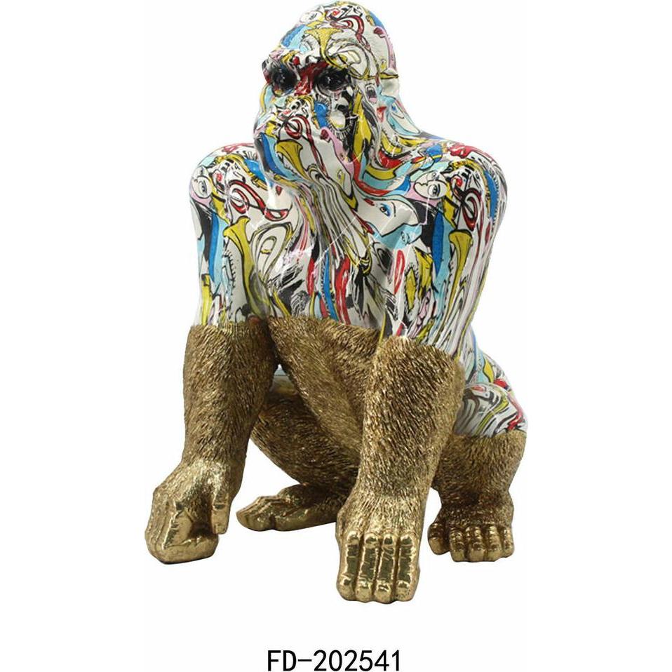 Thumbnail - DKD Home Decor, Deko Objekt, Deko-Figur 28,5 x 26,5 x 41 cm Gold Bunt Gorilla