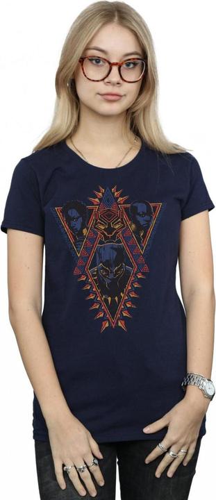 Actual product image Womens/Ladies Black Panther Tribal Heads Cotton T-Shirt (XL)