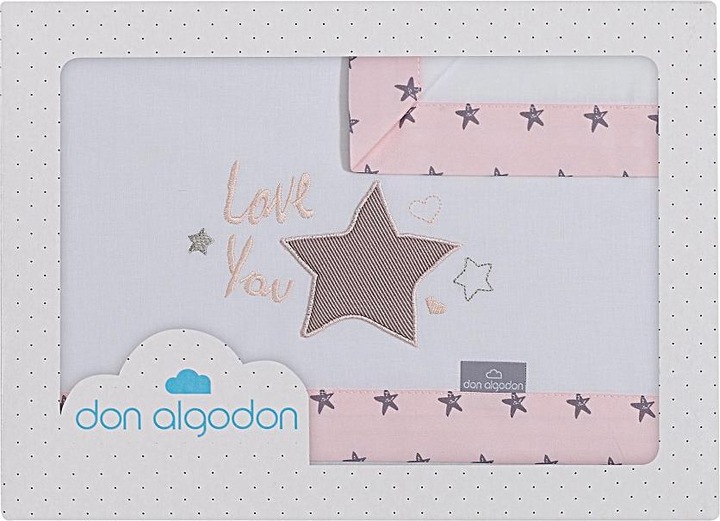 Actual product image Don Algodon 3PCS COT. PRAM(SHEETS106X72+TENSIONB80X40X7+PILLOW38X25)-TREEW.- W/PINK