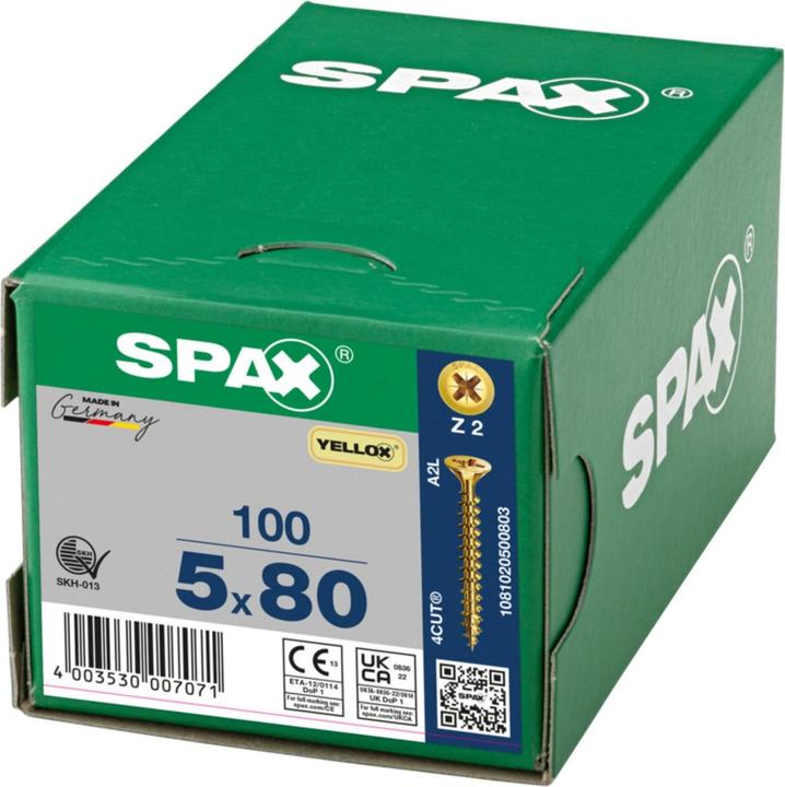 Actual product image Spax Senkmultikopf Kreuzschlitz Z2 Vollgewinde Yellox (100 Screws per piece)