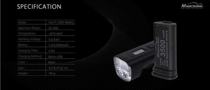 Actual product image Olight Battery Pack 3500 mAh for Allty 2000