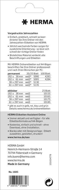 Produktbild HERMA Jahreszahlen 2025 Rot 10Stk