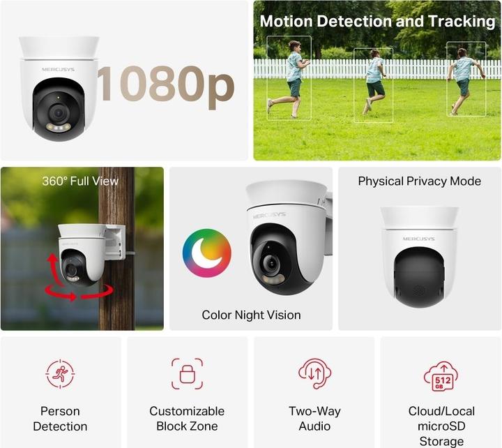 Produktbild Mercusys IPCam MC500 Outdoor Pan/Tilt Security Wi-Fi (1920 x 1080 Pixels)