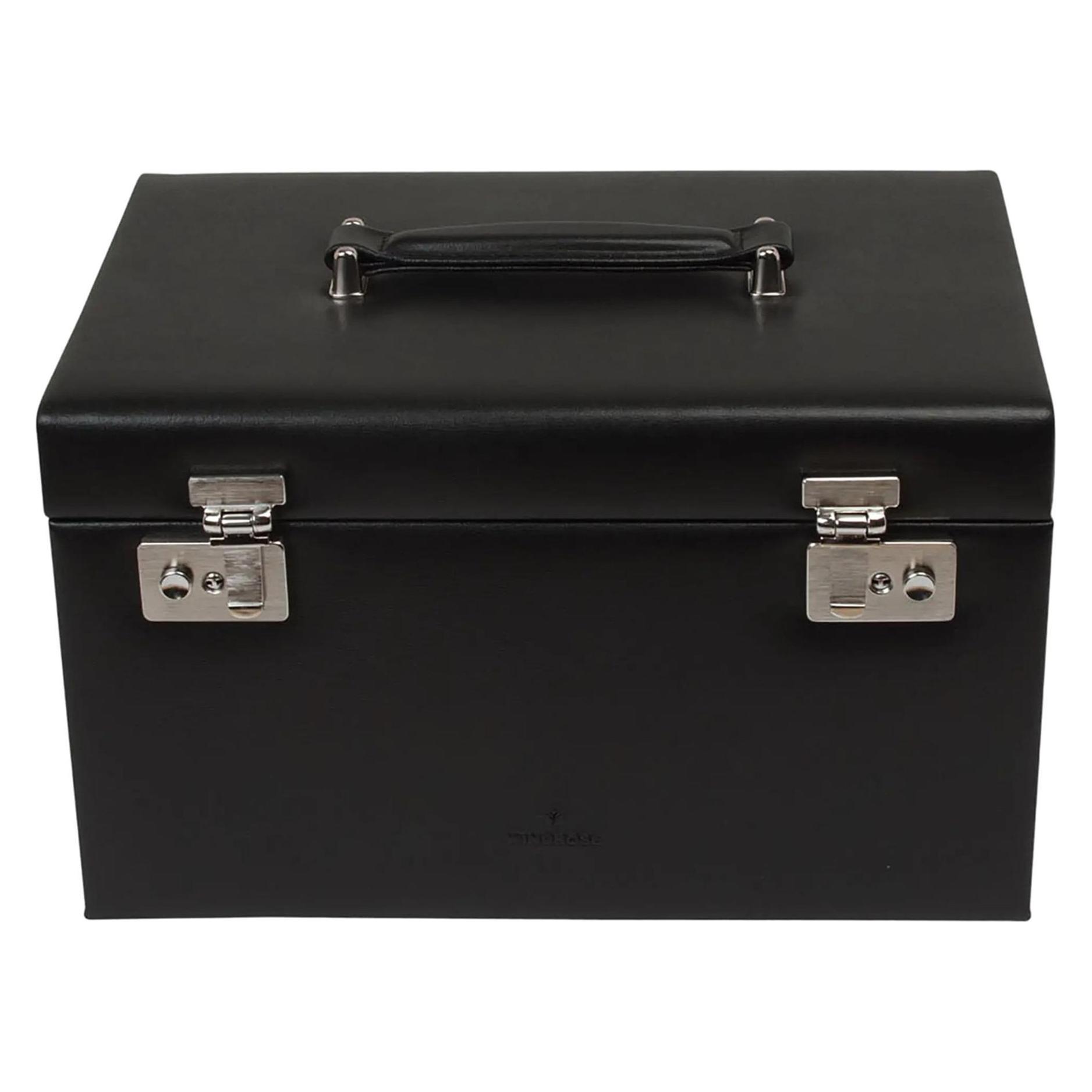 Windrose, Uhrenbox + Schmuckaufbewahrung, Ambiance Schmuckkasten Leder 31 Cm, Schwarz