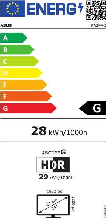 Energy Label ASUS ProArt PA24AC (1920 x 1200 pixels, 24")