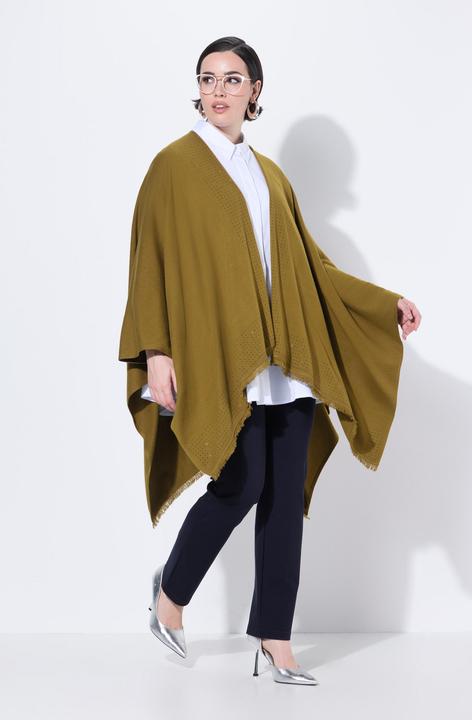 Image du produit Ulla Popken Poncho en maille oversize, coupe ouverte, strass fantaisie (50, 52, 54, 56)