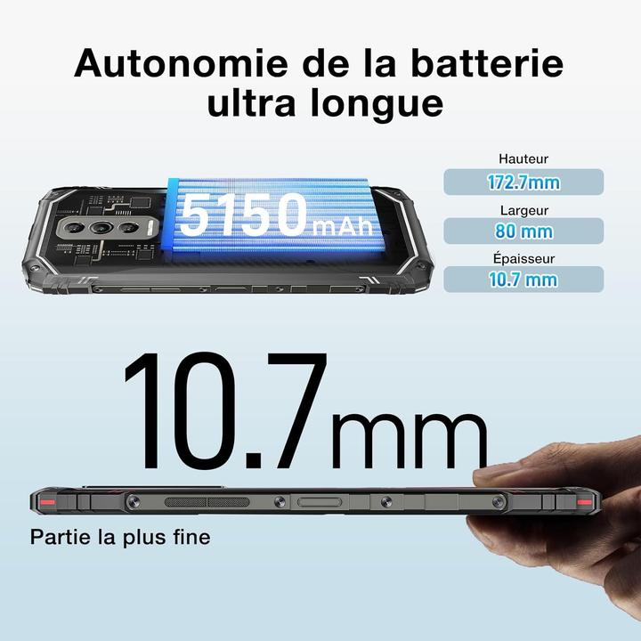 Actual product image Doogee Ultra-Thin Unbreakable Android 14 Smartphone with 50 MP Camera and 5150 mAh Battery (256 GB, 6.56", Dual SIM)