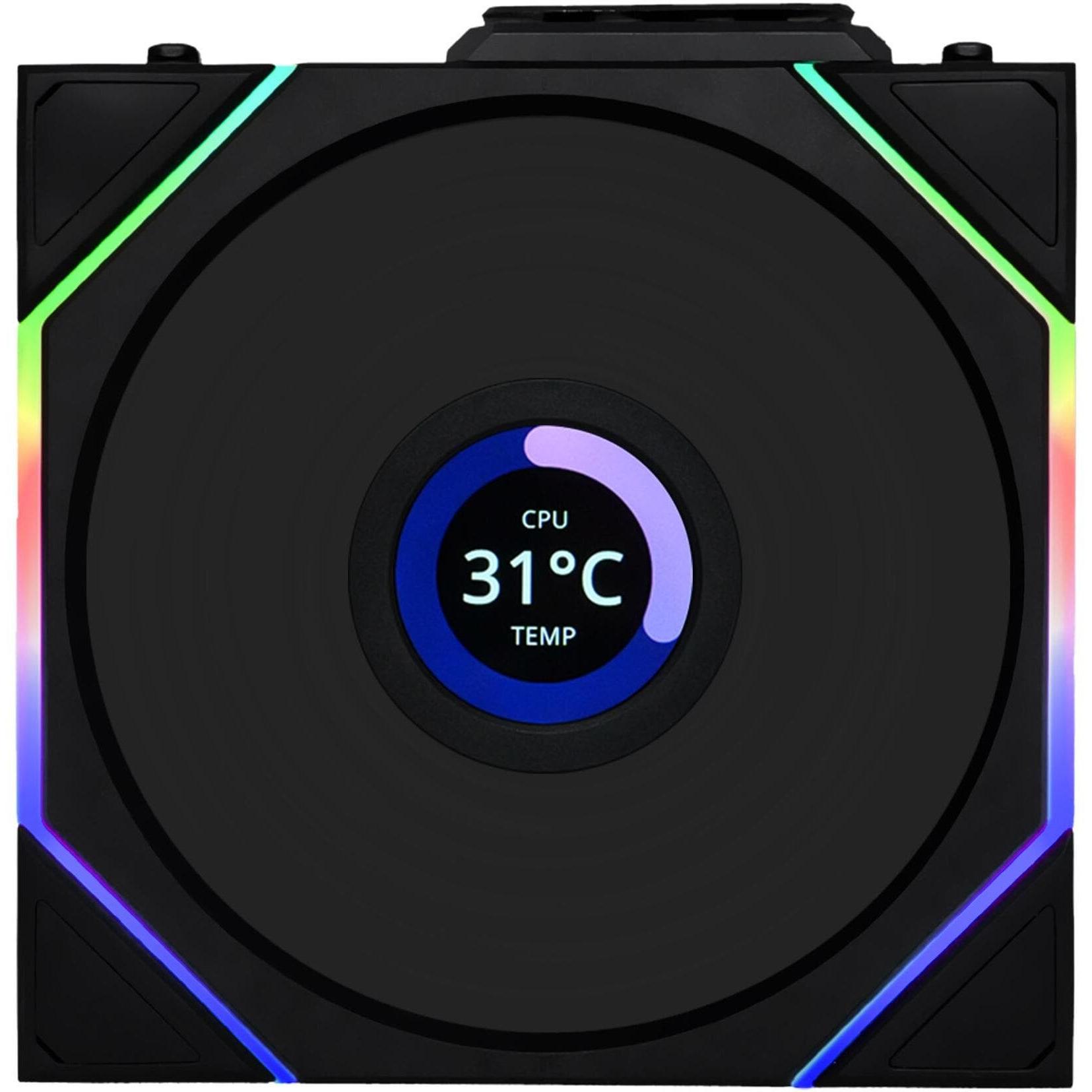 Lian-Li UNI FAN TL Wireless LCD Lüfter, ARGB, PWM - Reverse Blade, 120mm, schwarz (120 mm), PC Lüfter, Schwarz