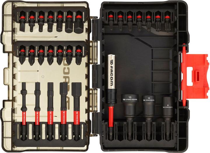 Immagine prodotto Facom Set di punte esagonali, Phillips, Pozidriv, a fessura e Torx resistenti agli urti, 30 pezzi