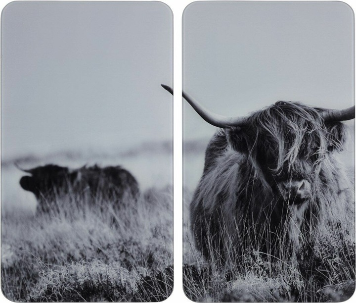 Productafbeelding Wenko Afdekplaten fornuis Highland Cattle zwart 2 stuks.