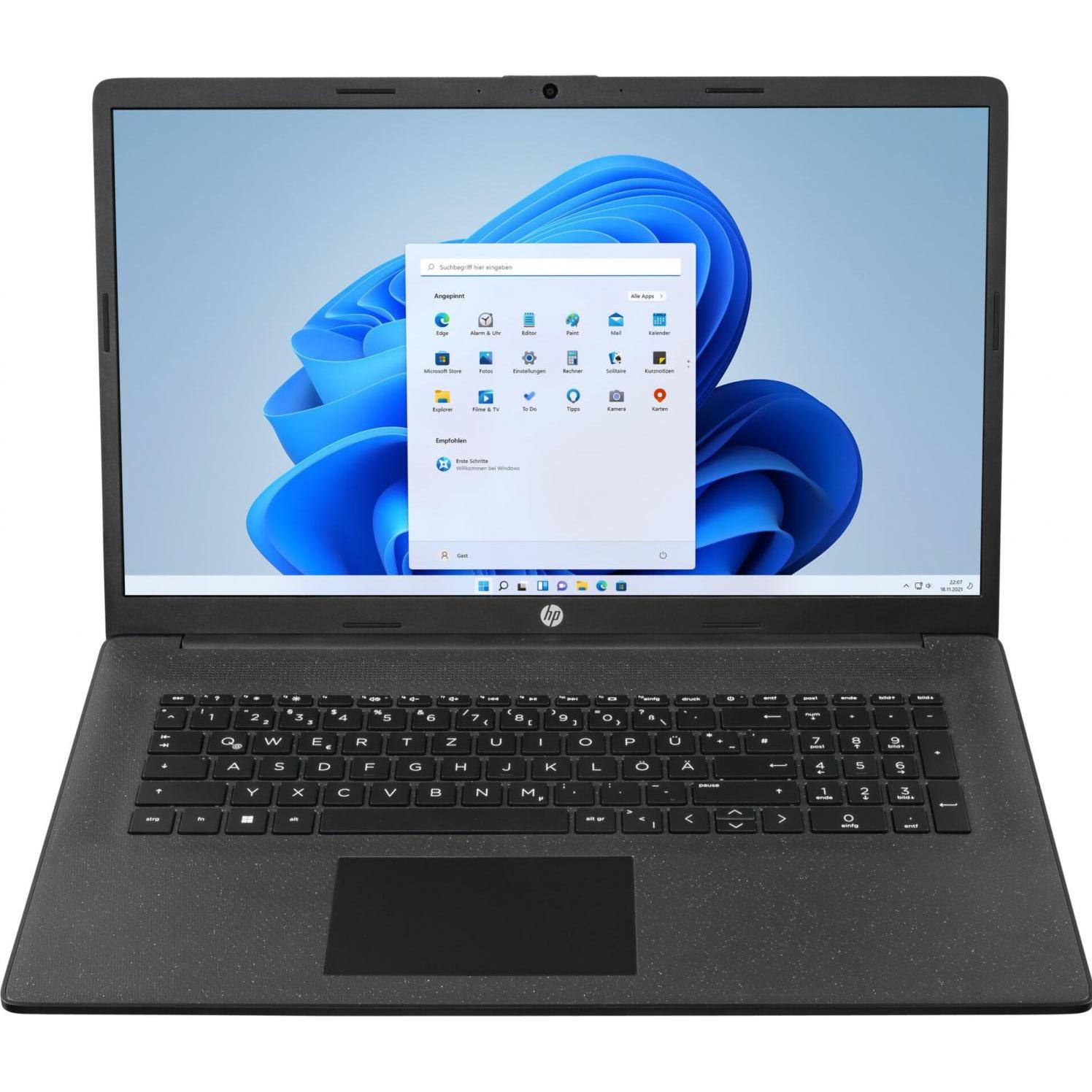 HP 17-cn0134ng (17.30", 256 GB, 8 GB, DE, Intel Celeron N4120), Notebook, Schwarz