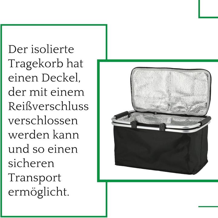 Image du produit Novaliv 6x Einkaufskorb faltbar mit Kühlfunktion 30 Liter SCHWARZ Isolierkorb mit gepolsterten Trage