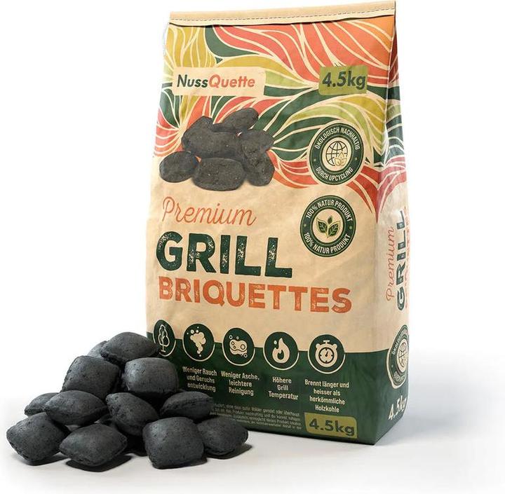 NussQuette Nachhaltige Premium Grillbriquettes aus Kokosnussschalen 4.5kg (4.50 kg)
