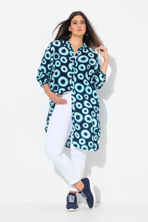 Actual product image Ulla Popken Circle Print Long Sleeve Button Down Duster Blouse (42, 44)