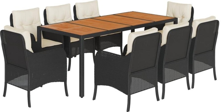 Immagine prodotto VidaXL Mobili da giardino set da pranzo set da giardino gruppo di sedute 9 pezzi in poly rattan nero (190 cm)