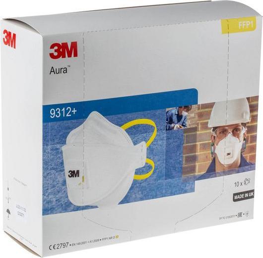 3M Aura Series Disposable Face Mask for General Purpose Protection, YesFFP1 10 Per Pack per Package (FFP1, 10 x)