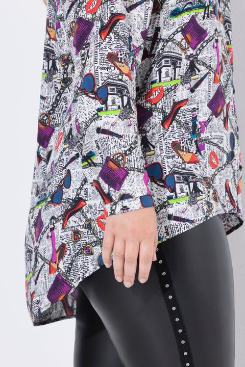 Produktbild Miamoda Bluse, A-Linie, Alloverdruck, gerundeter Saum (52)