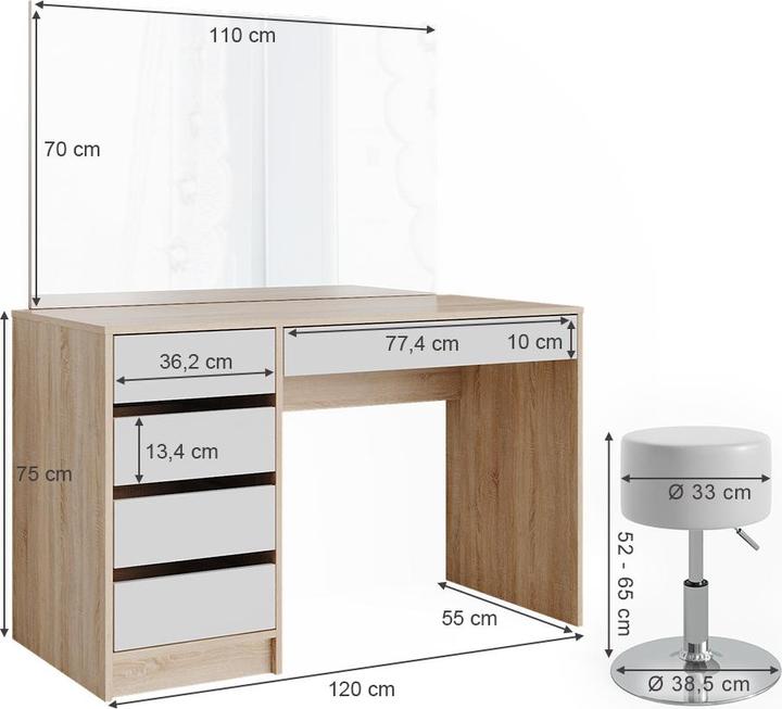 Image du produit Vicco Sherry mit Hocker (120 x 55 x 75 cm)