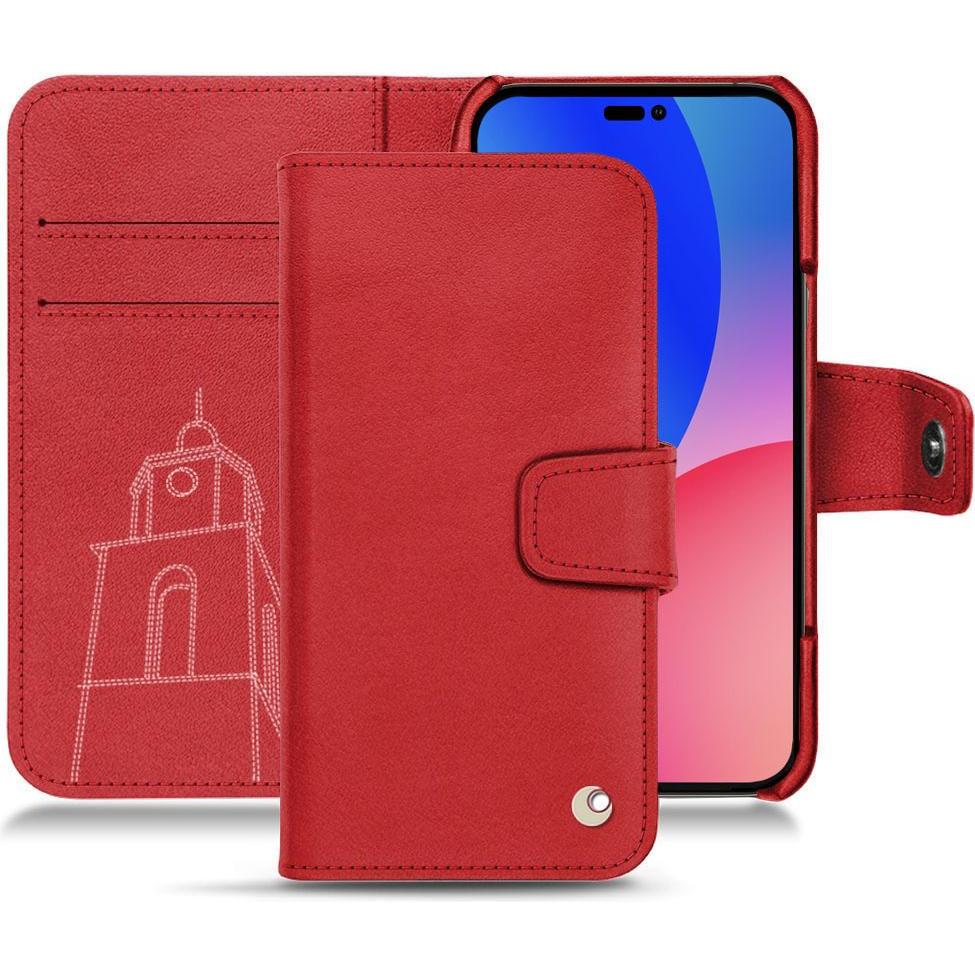 Noreve Lederschutzhülle Wallet (Apple iPhone 14 Pro Max), Smartphone Hülle, Rot