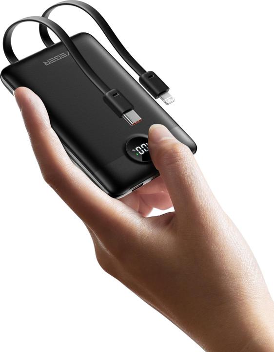 Actual product image Veger C11 VG-W1170 PowerBank 10000mAh smallest PD20W with cables bulit-in (10000 mAh, 22.50 W, 38.50 Wh)