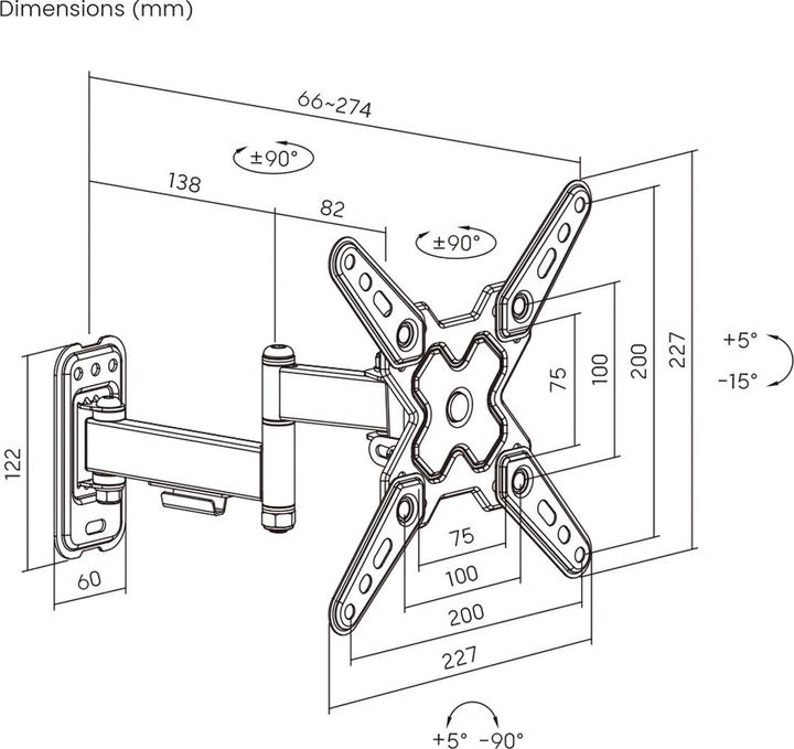 Productafbeelding Value Basic TV Muurbeugel, 3 (Muur, 43", 20 kg)